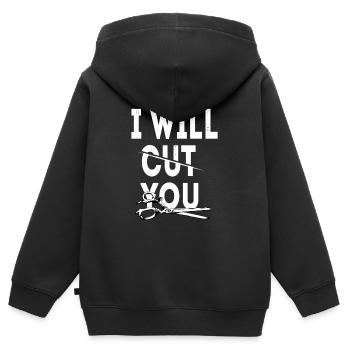 Salon de coiffure Salon de coiffure Salon de coiffure Coiffure Coiffure - Sweat Premium à capuche zippé enfant bio - noir - Dos - AI Model Kid Male (0cm)
