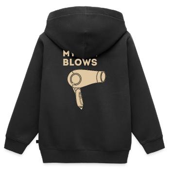 Salon de coiffure Salon de coiffure Salon de coiffure Coiffure Coiffure - Sweat Premium à capuche zippé enfant bio - noir - Dos - AI Model Kid Male (0cm)