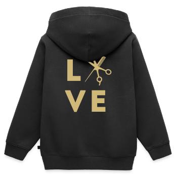 Salon de coiffure Salon de coiffure Salon de coiffure Coiffure Coiffure - Sweat Premium à capuche zippé enfant bio - noir - Dos - AI Model Kid Male (0cm)