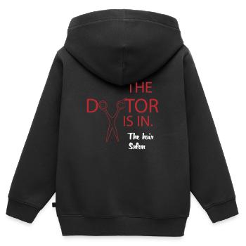 Salon de coiffure Salon de coiffure Salon de coiffure Coiffure Coiffure - Sweat Premium à capuche zippé enfant bio - noir - Dos - AI Model Kid Male (0cm)