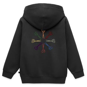 Salon de coiffure Salon de coiffure Salon de coiffure Coiffure Coiffure - Sweat Premium à capuche zippé enfant bio - noir - Dos - AI Model Kid Male (0cm)