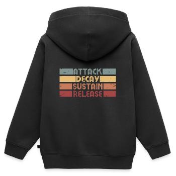 ADSR Synth Synthesizer Retro Musik Geschenk Design - Kinder Premium Organic Zip Hoodie - Schwarz - Hinten - AI Model Kid Male (0cm)