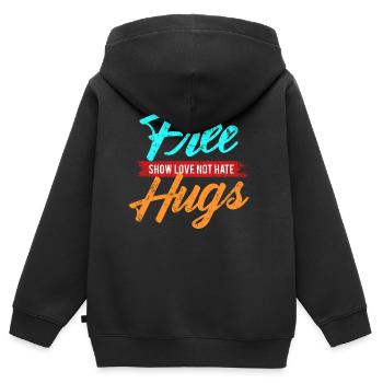 Umarmung Liebe - Kinder Premium Organic Zip Hoodie - Schwarz - Hinten - AI Model Kid Male (0cm)