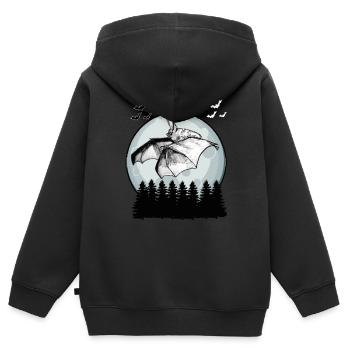 Fledermaus - Kinder Premium Organic Zip Hoodie - Schwarz - Hinten - AI Model Kid Male (0cm)