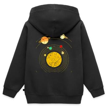 Système solaire - Sweat Premium à capuche zippé enfant bio - noir - Dos - AI Model Kid Male (0cm)