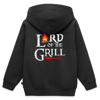 Herr des Grill - Kinder Premium Organic Zip Hoodie - Schwarz - Hinten - AI Model Kid Male (0cm)