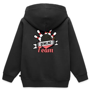 Bowling Bowling Sport Boule - Sweat Premium à capuche zippé enfant bio - noir - Dos - AI Model Kid Male (0cm)