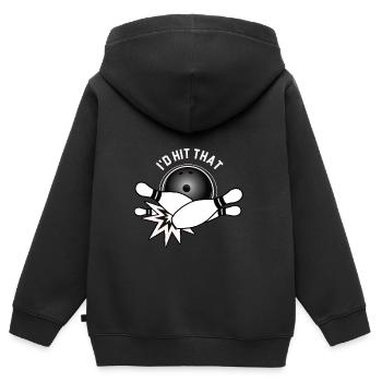 Bowling Bowling Sport Boule - Sweat Premium à capuche zippé enfant bio - noir - Dos - AI Model Kid Male (0cm)