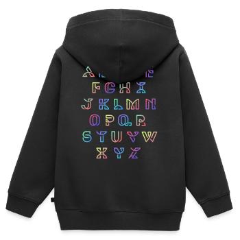 Bunte ABCLimitierte Edition - Kinder Premium Organic Zip Hoodie - Schwarz - Hinten - AI Model Kid Male (0cm)