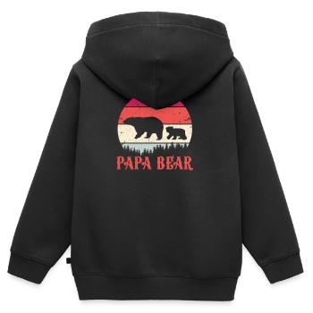 Papa Bear - Kinder Premium Organic Zip Hoodie - Schwarz - Hinten - AI Model Kid Male (0cm)
