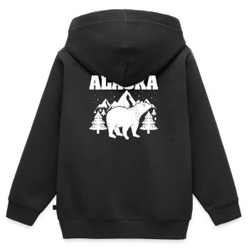Ours Alaska Ours Ours Glace Pôle Nord Cadeau - Sweat Premium à capuche zippé enfant bio - noir - Dos - AI Model Kid Male (0cm)