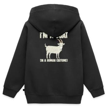 Chèvre chèvre chèvre chèvre cadeau cadeau - Sweat Premium à capuche zippé enfant bio - noir - Dos - AI Model Kid Male (0cm)