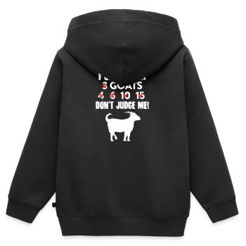 Chèvre chèvre chèvre chèvre cadeau paysan - Sweat Premium à capuche zippé enfant bio - noir - Dos - AI Model Kid Male (0cm)