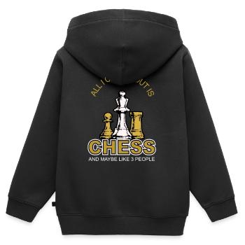 Schach Schachbrett Strategie Taktik Geschenk - Kinder Premium Organic Zip Hoodie - Schwarz - Hinten - AI Model Kid Male (0cm)