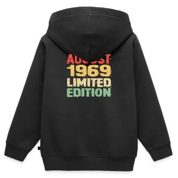 August 1969 - Kinder Premium Organic Zip Hoodie - Schwarz - Hinten - AI Model Kid Male (0cm)