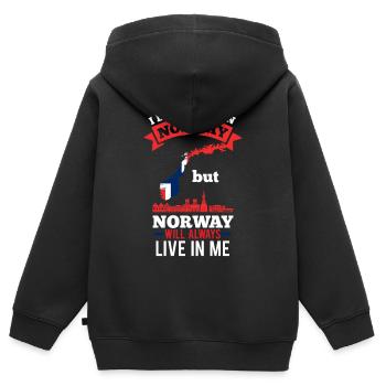 Royaume de Norvège - Sweat Premium à capuche zippé enfant bio - noir - Dos - AI Model Kid Male (0cm)