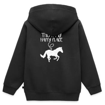 Cavalier Cavalier Cadeau Cheval - Sweat Premium à capuche zippé enfant bio - noir - Dos - AI Model Kid Male (0cm)