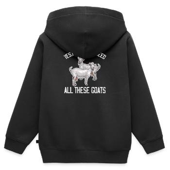 Chèvre chèvre chèvre chèvre cadeau paysan - Sweat Premium à capuche zippé enfant bio - noir - Dos - AI Model Kid Male (0cm)