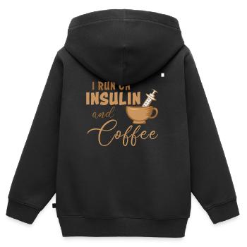 Diabetis Insulin Kaffee Tasse Spritze Diabetiker - Kinder Premium Organic Zip Hoodie - Schwarz - Hinten - AI Model Kid Male (0cm)