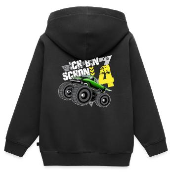 Ich bin 4 Geschenk 4. Geburtstag Monster Truck - Kinder Premium Organic Zip Hoodie - Schwarz - Hinten - AI Model Kid Male (0cm)