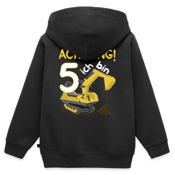 Anniversaire chemise garçon pelle j'ai 5 ans - Sweat Premium à capuche zippé enfant bio - noir - Dos - AI Model Kid Male (0cm)