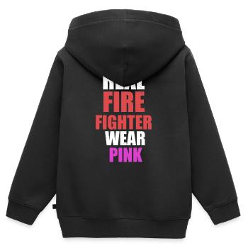 Héros des pompiers - Sweat Premium à capuche zippé enfant bio - noir - Dos - AI Model Kid Male (0cm)