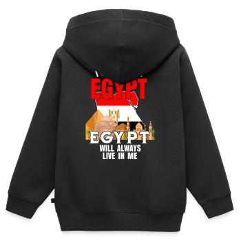 Egypte - Sweat Premium à capuche zippé enfant bio - noir - Dos - AI Model Kid Male (0cm)