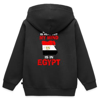 Egypte - Sweat Premium à capuche zippé enfant bio - noir - Dos - AI Model Kid Male (0cm)