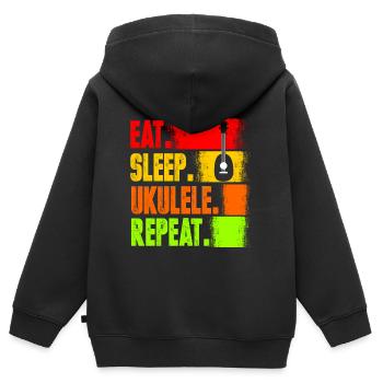 Ukulele - Kinder Premium Organic Zip Hoodie - Schwarz - Hinten - AI Model Kid Male (0cm)