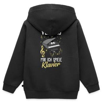 Klavier Klassische Musik - Kinder Premium Organic Zip Hoodie - Schwarz - Hinten - AI Model Kid Male (0cm)