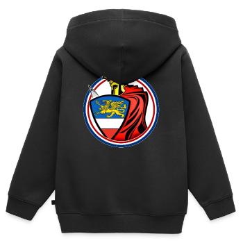 Rostock Schwertkämpfer - Kinder Premium Organic Zip Hoodie - Schwarz - Hinten - AI Model Kid Male (0cm)