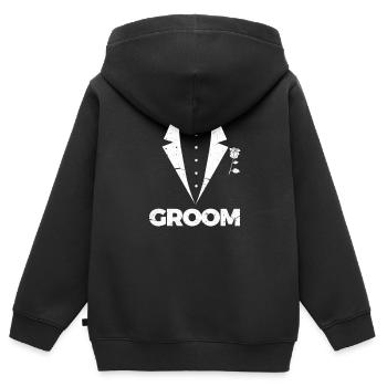 Bräutigam - Kinder Premium Organic Zip Hoodie - Schwarz - Hinten - AI Model Kid Male (0cm)