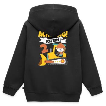 Kindergeburtstag 2 Jahre Kinder Geschenk Baustelle - Kinder Premium Organic Zip Hoodie - Schwarz - Hinten - AI Model Kid Male (0cm)