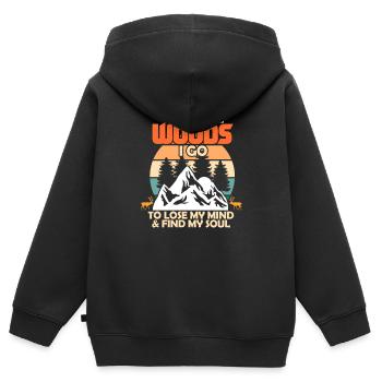 forêt - Sweat Premium à capuche zippé enfant bio - noir - Dos - AI Model Kid Male (0cm)