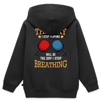 tennis de table - Sweat Premium à capuche zippé enfant bio - noir - Dos - AI Model Kid Male (0cm)