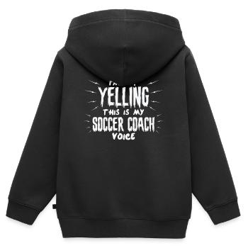 Ich schreie nicht, das ist meine Fußballtrainerstimme - Kinder Premium Organic Zip Hoodie - Schwarz - Hinten - AI Model Kid Male (0cm)