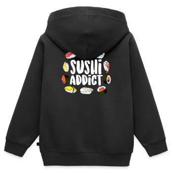 Sushi Addict Sushi amoureux des sushis - Sweat Premium à capuche zippé enfant bio - noir - Dos - AI Model Kid Male (0cm)