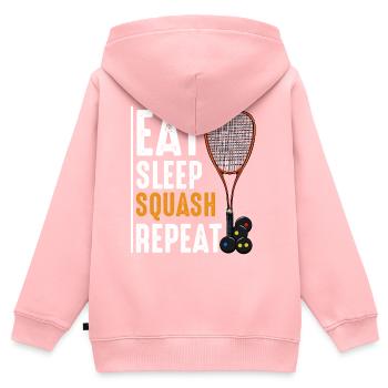 Mange Sommeil Squash Répète Cadeau proverbe drôle - Sweat Premium à capuche zippé enfant bio - rose - Dos - AI Model Kid Female (0cm)