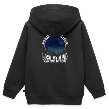 forêt - Sweat Premium à capuche zippé enfant bio - noir - Dos - AI Model Kid Male (0cm)