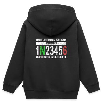 Motorrad Fahrer Zweirad Motor Geschenk - Kinder Premium Organic Zip Hoodie - Schwarz - Hinten - AI Model Kid Male (0cm)