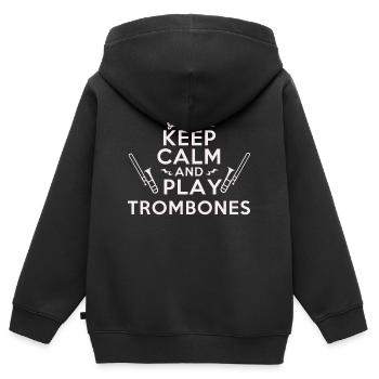Trombones - Sweat Premium à capuche zippé enfant bio - noir - Dos - AI Model Kid Male (0cm)