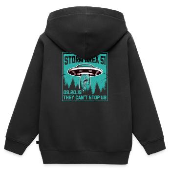 Zone mystérieuse 51 Cadeau mystérieux Alien Ufo Aliens - Sweat Premium à capuche zippé enfant bio - noir - Dos - AI Model Kid Male (0cm)