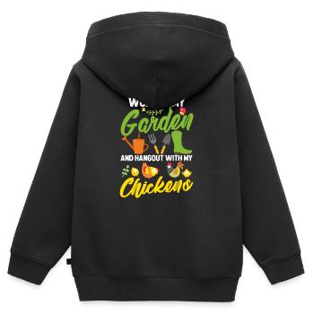 Garten Hühner Gartenarbeit Hühnerstall Geschenk - Kinder Premium Organic Zip Hoodie - Schwarz - Hinten - AI Model Kid Male (0cm)