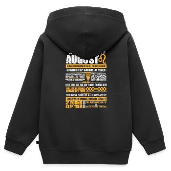 August Sternzeichen Löwe - Kinder Premium Organic Zip Hoodie - Schwarz - Hinten - AI Model Kid Male (0cm)