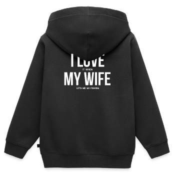 Mari pêcheur - Sweat Premium à capuche zippé enfant bio - noir - Dos - AI Model Kid Male (0cm)