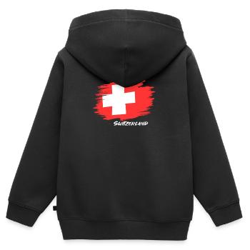 Suisse - Sweat Premium à capuche zippé enfant bio - noir - Dos - AI Model Kid Male (0cm)
