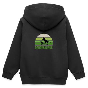 Fête des pères Papa Papa Papa Papa Papa Papa - Sweat Premium à capuche zippé enfant bio - noir - Dos - AI Model Kid Male (0cm)