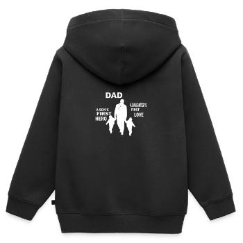 Fête des pères Papa Papa Papa Papa Papa Papa - Sweat Premium à capuche zippé enfant bio - noir - Dos - AI Model Kid Male (0cm)