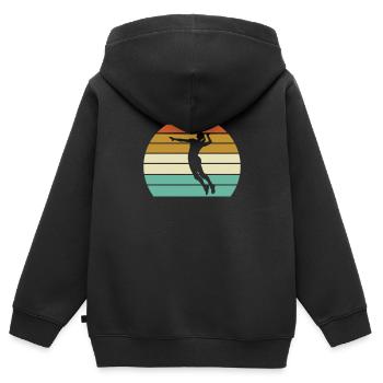 Volleyball Retro - Kinder Premium Organic Zip Hoodie - Schwarz - Hinten - AI Model Kid Male (0cm)