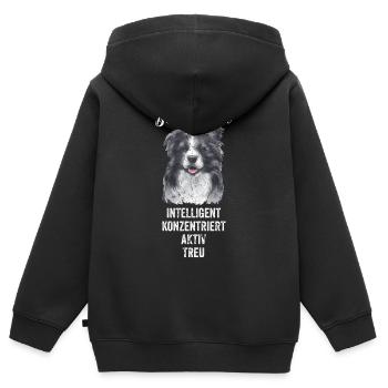 Border Collie - Kinder Premium Organic Zip Hoodie - Schwarz - Hinten - AI Model Kid Male (0cm)